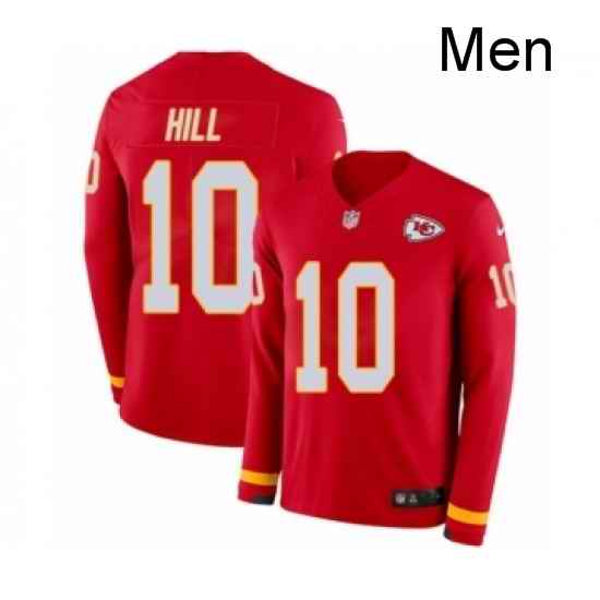 Men Nike Kansas City Chiefs 10 Tyreek Hill Limited Red Therma Long Sleeve NFL Jersey